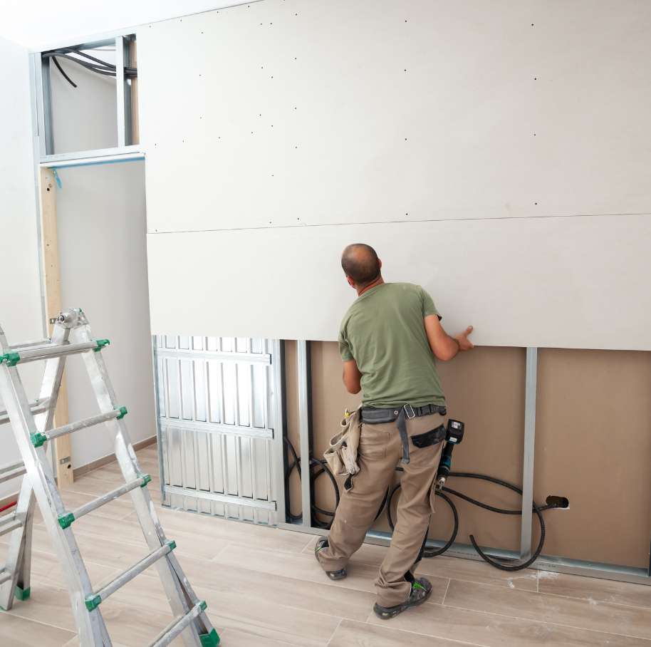 Agrafage derrière des panneaux (placo) du du papier-peint anti-ondes SAFEBUILD A190